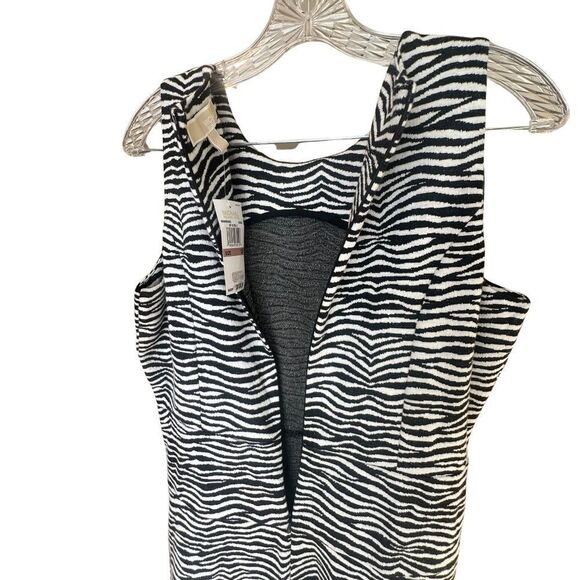 NWT Michael Kors Sleeveless Sheath Midi Dress Black - White Size 12 - Picture 6 of 7